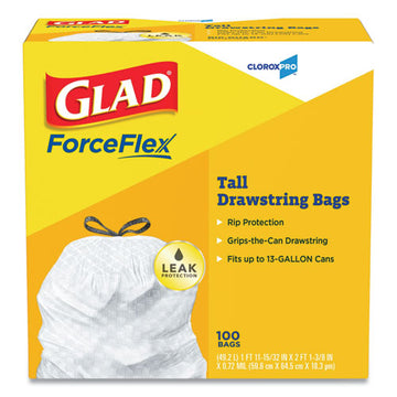Glad® Tall Kitchen Drawstring Trash Bags, 13 Gal, 0.72 Mil, 24" X 27.38", Gray, 100-box freeshipping - TVN Wholesale
